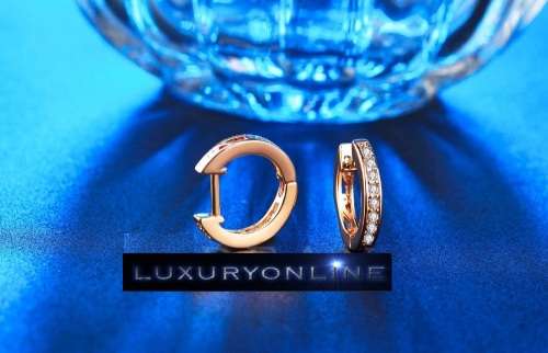 GORGEOUS! 13mm Hoop Earrings With 8 0,25ct Simulated Diamonds