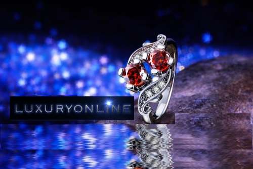 GORGEOUS! 1,25ct Simulated Diamond And Simulated Ruby Ring Size 6; 7; 8 US
