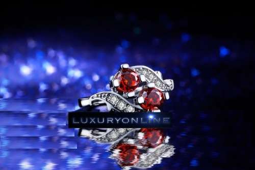 GORGEOUS! 1,25ct Simulated Diamond And Simulated Ruby Ring Size 6; 7; 8 US