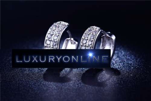 FANTASTIC! Hoop Earrings With 10 0,75ct Simulated Diamonds
