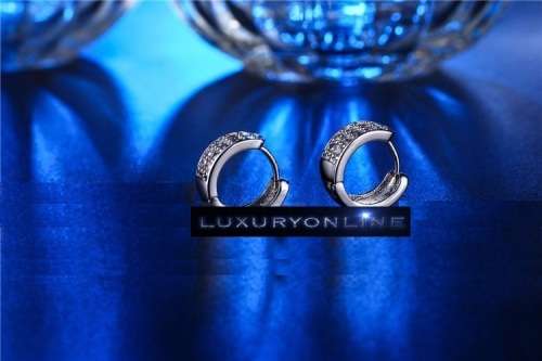 FANTASTIC! Hoop Earrings With 10 0,75ct Simulated Diamonds