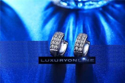 FANTASTIC! Hoop Earrings With 10 0,75ct Simulated Diamonds