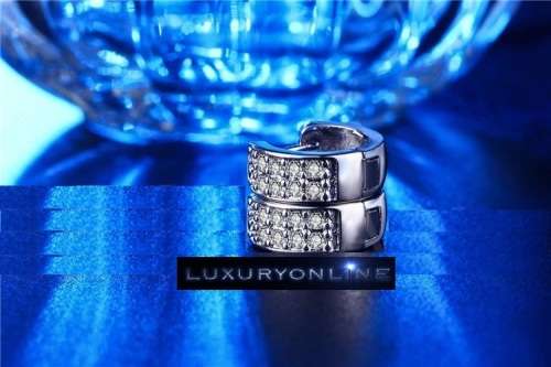 FANTASTIC! Hoop Earrings With 10 0,75ct Simulated Diamonds