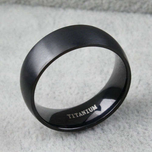 100% 8 mm Pure Titanium Ring Size 10; 11US (BLACK)