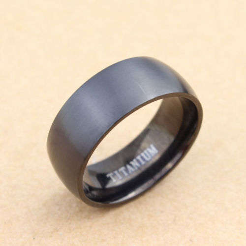 100% 8 mm Pure Titanium Ring Size 10; 11US (BLACK)