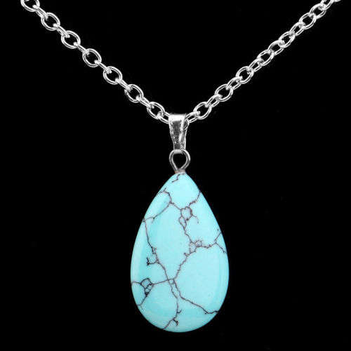Natural Chrystal Blue Opal Stone Necklace