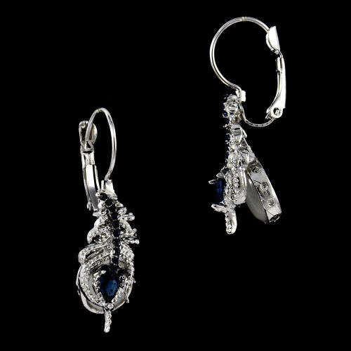 EXQUISITE! Moonstone With Simulated Sapphires And Earring Set Size 6; 7; 8 US
