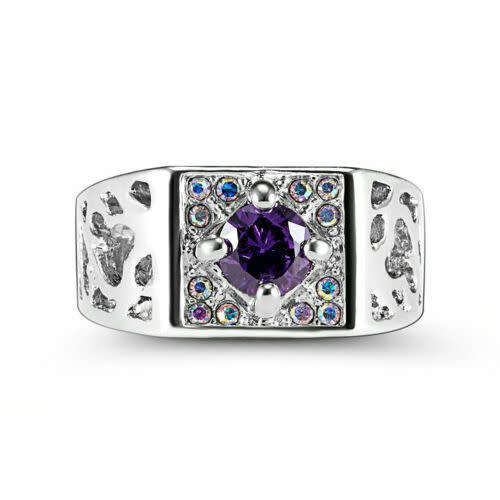 AMAZING! 1,75 Carat Simulated Diamond And Simulated Amethyst Size 7 US