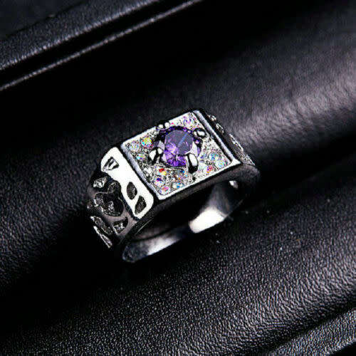 AMAZING! 1,75 Carat Simulated Diamond And Simulated Amethyst Size 7 US