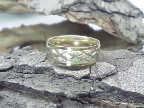 Genuine Silver & Yellow Gold  8 mm Titanium Ring Size 10