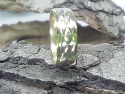 Genuine Silver & Yellow Gold  8 mm Titanium Ring Size 10