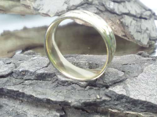 Genuine Silver & Yellow Gold  8 mm Titanium Ring Size 10