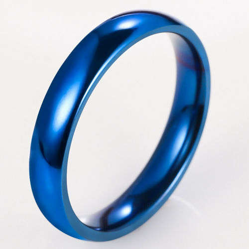 AWESOME! ! 4 mm Blue 100% Titanium Ring Size 10 US