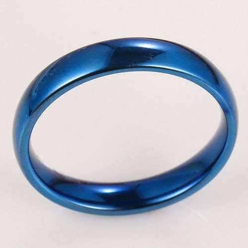 AWESOME! ! 4 mm Blue 100% Titanium Ring Size 10 US