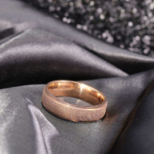 STUNNING! 6 mm Frosted Rose Gold Genuine Titanium Ring Size 12 US