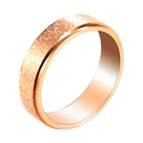 STUNNING! 6 mm Frosted Rose Gold Genuine Titanium Ring Size 12 US