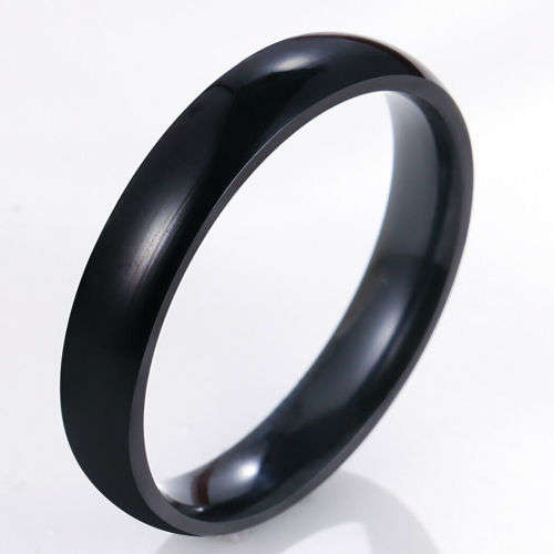 AWESOME! ! 4 mm Silver 100% Titanium Ring Size 9 US (BLACK)