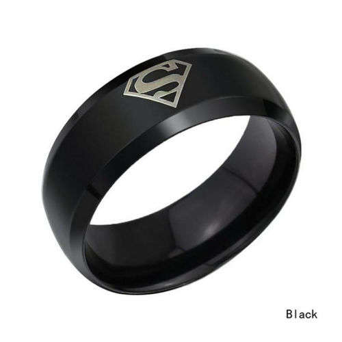 AWESOME! ! 8 mm Black 100% Titanium "Superman" Ring Size 11 US