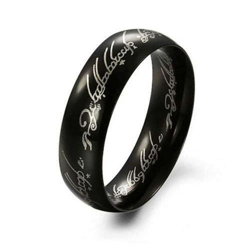 AWESOME! ! 6 mm Black 100% Titanium "Lord of the Rings" Ring Size 6 US