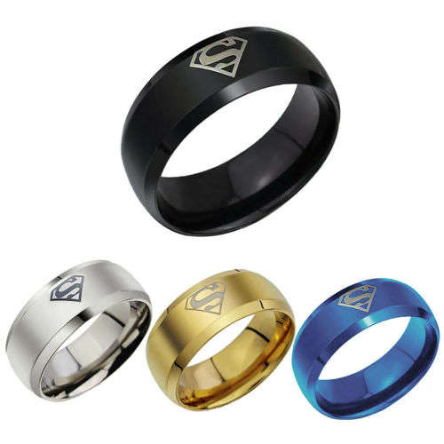 AWESOME! ! 8 mm Black 100% Titanium "Superman" Ring Size 11 US