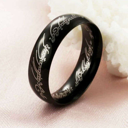 AWESOME! ! 6 mm Black 100% Titanium "Lord of the Rings" Ring Size 6 US
