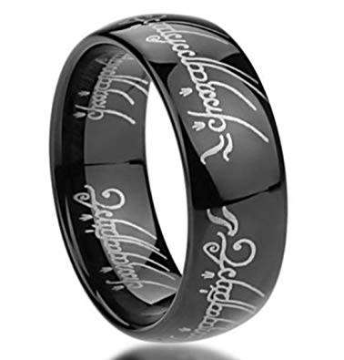 AWESOME! ! 6 mm Black 100% Titanium "Lord of the Rings" Ring Size 6 US