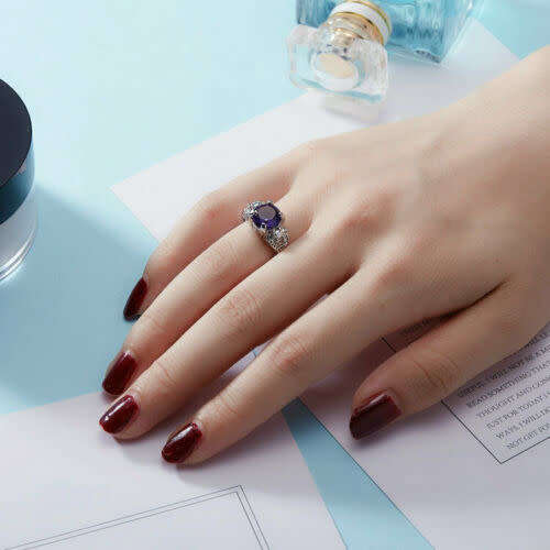 AMAZING! 1,75 Carat Simulated Amethyst Ring Size 8 US