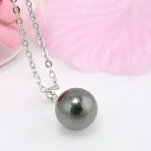 Genuine Fresh Water Pearl (Black) & Solid 925 Sterling Silver Snake Chain Necklace