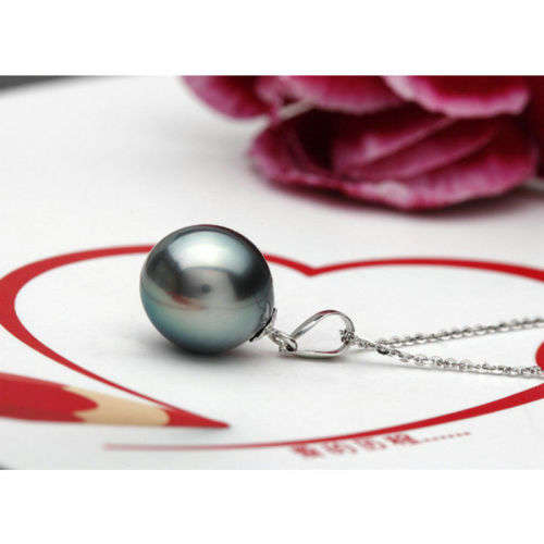 Genuine Fresh Water Pearl (Black) & Solid 925 Sterling Silver Snake Chain Necklace