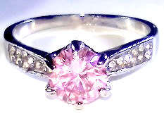 AMAZING! 1,25 Carat Simulated White And Pink Diamond Ring Size 10 US
