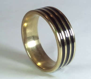 AWESOME! ! 8 mm Black & Gold 100% Titanium Ring Size 11 US/V