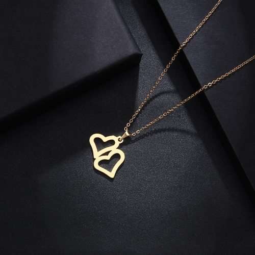 100% Genuine Titanium Double Heart Necklace **R 499** (GOLD)
