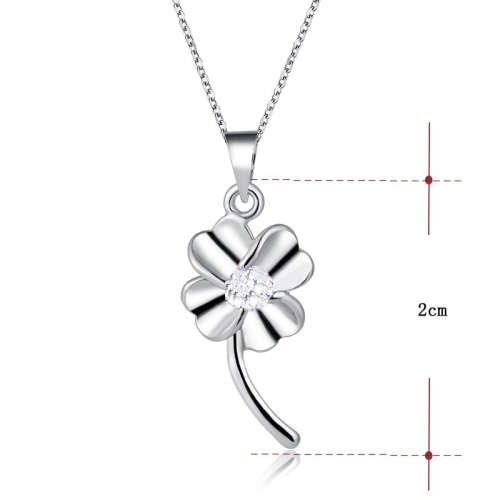 100% Genuine Titanium 4-Leaf Clover Necklace With Simulated Diamonds