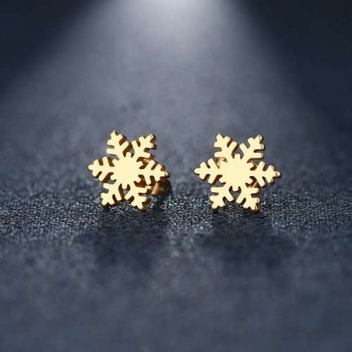 GORGEOUS!  100% Titanium Snow Flake Stud Earrings **R 270** (GOLD)