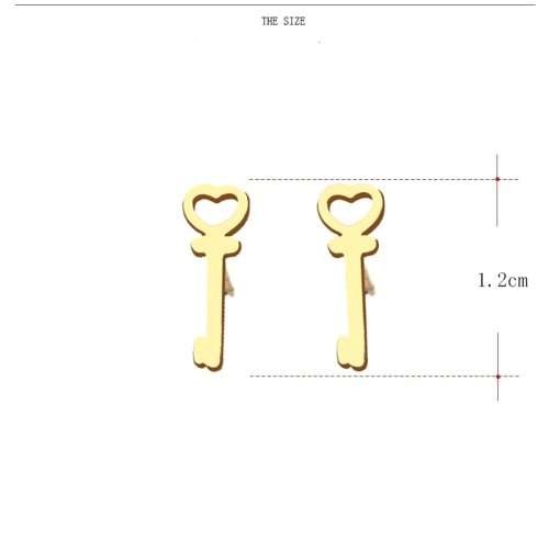 GORGEOUS! 100% Titanium Heart Key Stud Earrings **R 279** (GOLD)