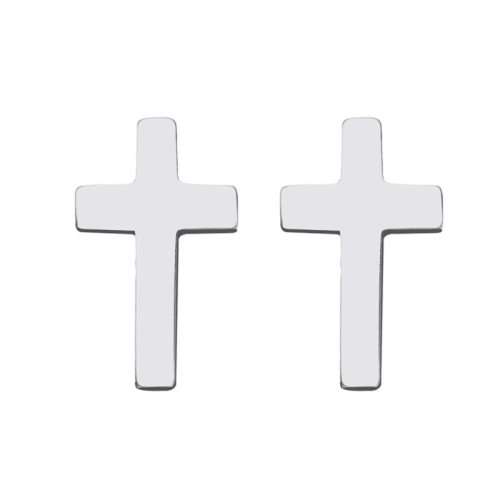 Titanium Cross Stud Earrings **R 279** (SILVER)