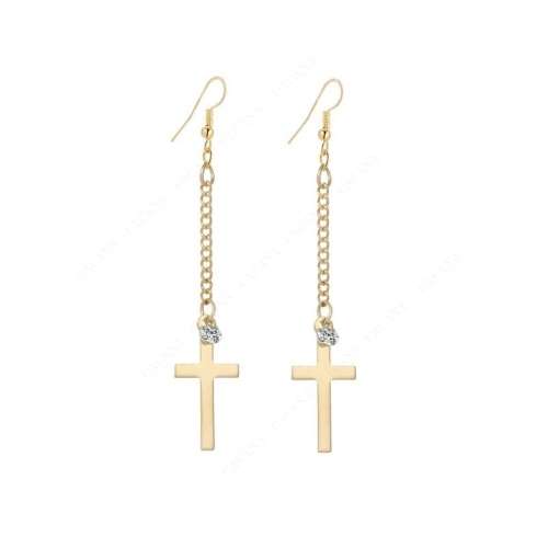EXQUISITE! Cross Drop Earrings With Simulated Diamonds **R 299** (GOLD)