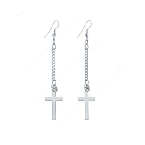 CHARMING! Cross Drop Earrings With Simulated Diamonds **R 299** (SILVER)