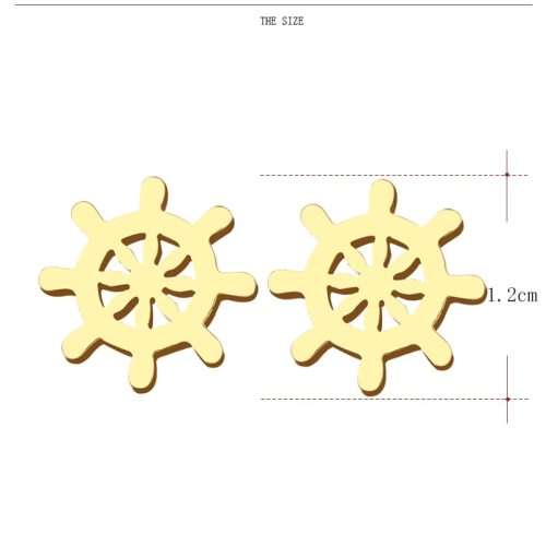 STUNNING!  100% Titanium Ship Helm Stud Earrings **R 270** (GOLD)