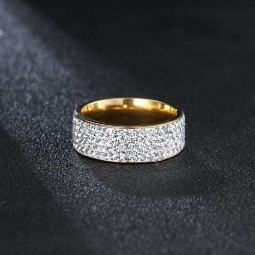 BEAUTIFUL!Genuine Titanium Ring 8 mm (Gold) With Simulated Diamonds *R 1099* Size 7; 8; 9; 10; 11 US