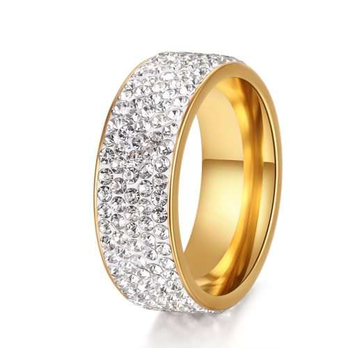 BEAUTIFUL!Genuine Titanium Ring 8 mm (Gold) With Simulated Diamonds *R 1099* Size 7; 8; 9; 10; 11 US