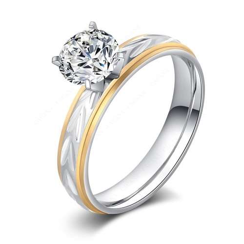 Titanium Princess Cut Ring With Simulated Diamond *R 899* Size 6 US