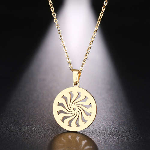 100% Pure Titanium Lucky Round Fan Necklace **R 499** (GOLD)