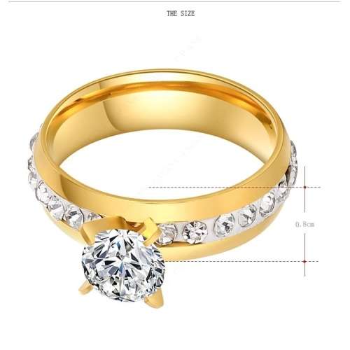 RETAIL PRICE: R 1 299 Titanium Princess Cut Ring With Simulated Diamonds (GOLD) Size 9 US