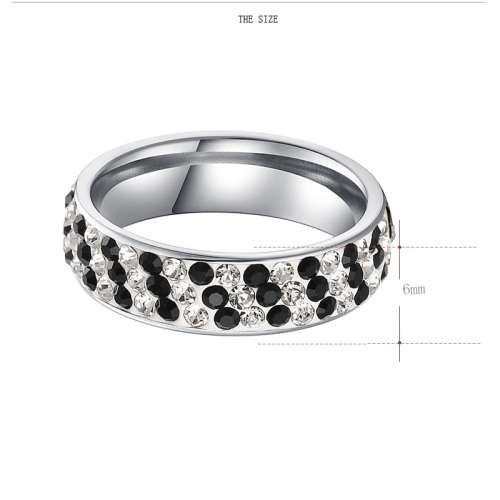 100% Titanium  6 mm  Ring With Simulated Black & White Diamonds **R 1099** Size 8; 9; 11