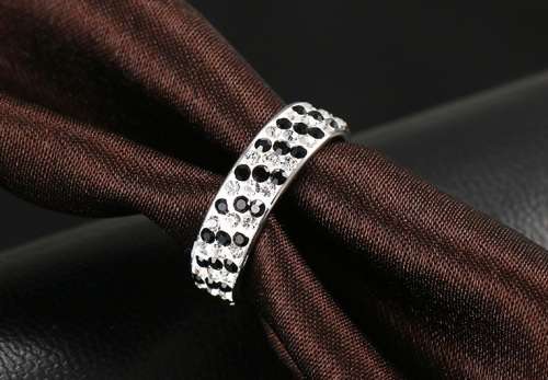 100% Titanium  6 mm  Ring With Simulated Black & White Diamonds **R 1099** Size 8; 9; 11