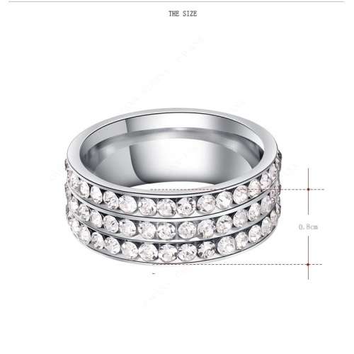 Titanium Ring 8 mm With Simulated Diamonds *R 1099* Size 9; 11 US