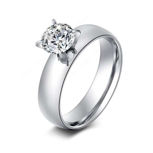 100% Pure 6 mm  Princess Cut Ring With Simulated Diamond (SILVER)**R 999** Size 8; 10 US