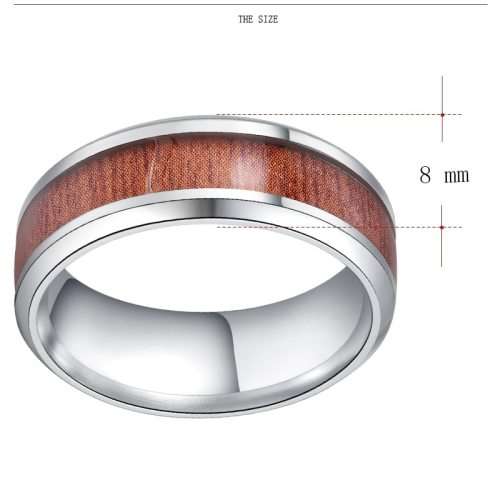 Tungsten Wood Ring 8 mm **R 650**  Size 10 US / T / 20