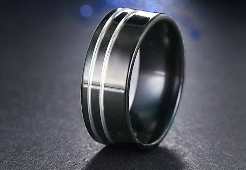 Titanium Ring **R 899** (BLACK) Size 10 US / T / 20